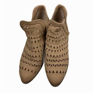 Fergalicious Tan cut out Ankle Booties size 9